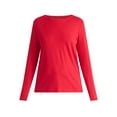 thumbnail image 5 of Time and Tru Women's Cotton Crewneck Tee with Long Sleeves, Sizes XS-XXXL, 5 of 5