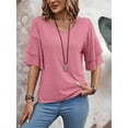 thumbnail image 3 of QINCAO Womens Tops Ruffle Sleeve V Neck Casual Tunic Shirts S-XXL, 3 of 5
