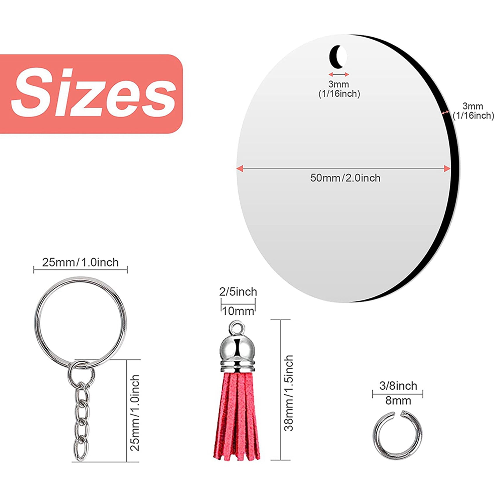 300PCS Sublimation Blanks Keychains Bulk, Keychains Ornament Set for Crafts, Jewelry Making