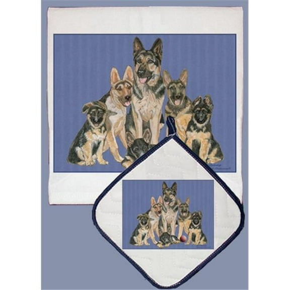 Pipsqueak Productions DP562 Dish Towel and Pot Holder Set - German Shepherd