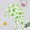 thumbnail image 2 of Gelikeya Toddler Girls Pajamas Size 8 St Patricks Day Shirts Long Sleeve Tees Shirt Casual Crewneck Pullover Tops Pants 2 PC Outfit Sets Pjs Loungewear Clothes R03-Light Green 6-7 Years, 2 of 4