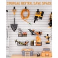 thumbnail image 7 of INCLY 30PCS Slatwall Accessories Set, Includes 4 Pack Ventilated Metal Wire Slatwall Baskets and 26PCS Multisized Heavy Duty Slatwall Hooks for Garage Rooms Shops Storage Organizing Display, 7 of 7