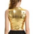 thumbnail image 5 of DPOIS Women's Long Sleeves Shiny Metallic Crop Tank Top Mock Neck Blouse Shirt, 5 of 5