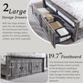 thumbnail image 6 of wow97e Farmhouse Full Size Bed Framewith 51" Tall Headboard & 20" Roman Column Footboard, Wood Platform Frame with 2 Large Storage Drawers, No Box Spring Needed, 6 of 7