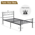thumbnail image 3 of VECELO Twin Size Metal Platform Bed Frame with Headboard and Footboard, Strong Steel Slat Support/No Box Spring Needed, Easy Assembly, Black, 3 of 10