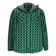 thumbnail image 3 of yardsong Flannel Shirt Hoodie Men - Stylish Casual Button Down Plaid Long Sleeve Fall Jackets Shacket with Pockets Green,XXL, 3 of 5