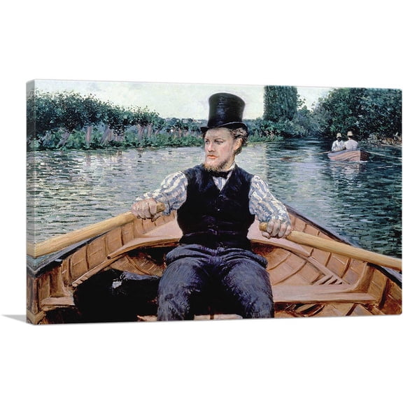 ARTCANVAS Rower In a Top Hat 1877 Canvas Art Print by Gustave Caillebotte - Size: 18" x 12" (1.50" Deep)