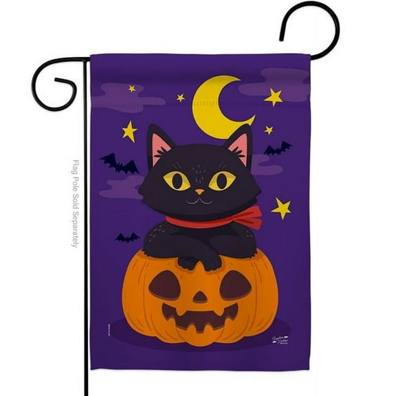 Angeleno Heritage G135297-BO 13 x 18.5 in. Halloween Kitty Garden Flag with Fall Double-Sided Decorative Vertical Flags House Decoration Banner Yard Gift