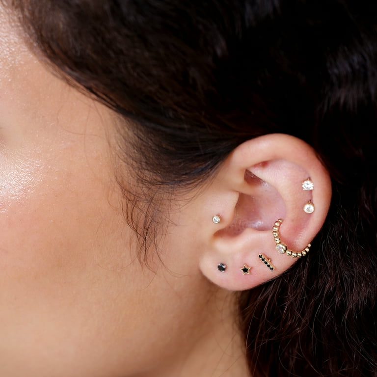 Estella Collection 14K Solid Gold Cubic Zirconia Bezel Cartilage