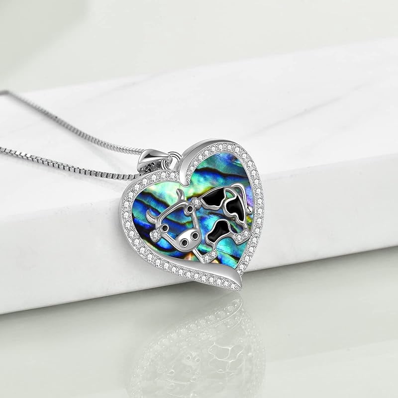 JKR  Mothers Day Gifts for Mom Cow Necklace Cow Gifts 925 Sterling Silver Cow Jewelry Birthday Gifts for Women Cow Lovers Daughter Sister Graduation