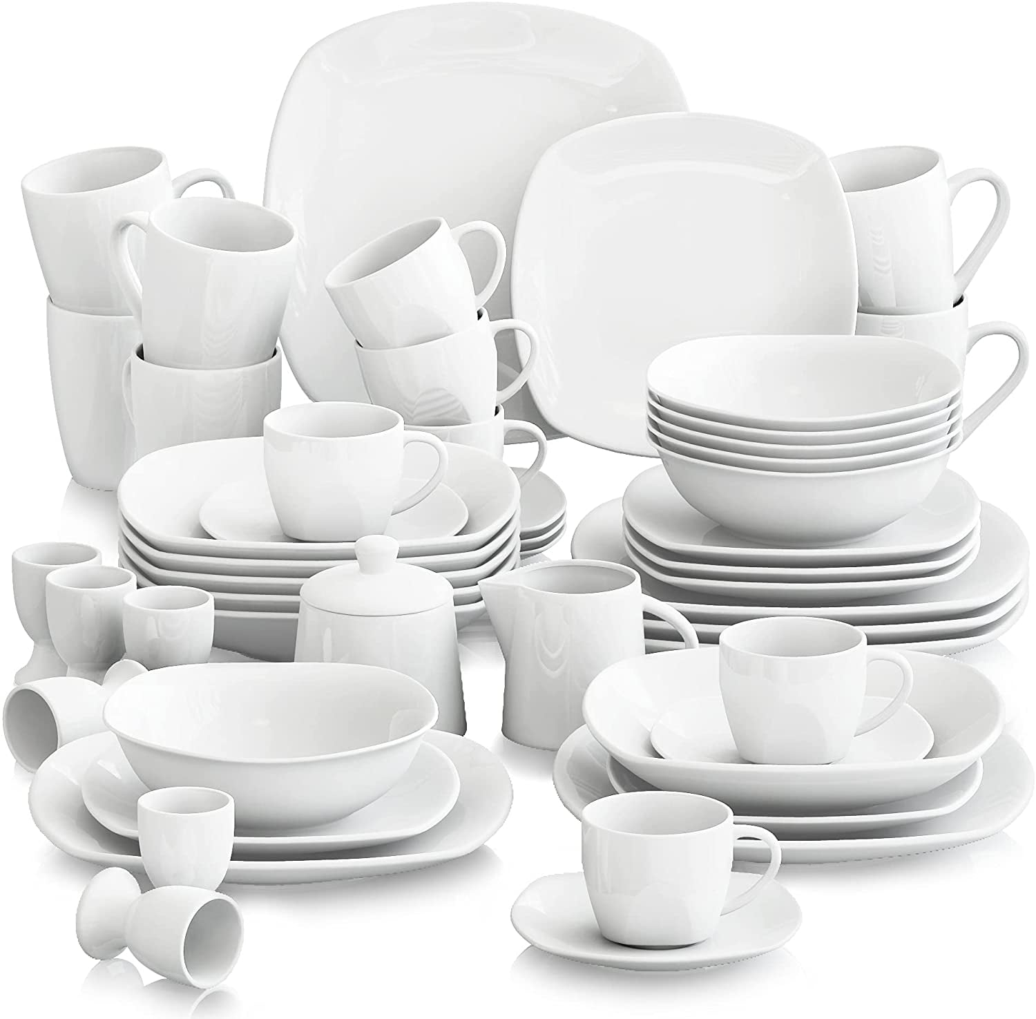 18-Piece Dinner Set Ivory White Porcelain Dinner Plate Sets Series Elisa