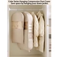 thumbnail image 4 of Injueey Funda impermeable para colgar en el hogar, para ropa limpia y seca, para chaqueta de plumón, funda de compresión antipolvo Almacenamiento y organización del hogar avena 90*58*15cm, 4 of 6