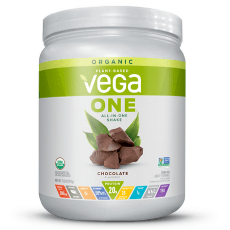(2 pack) (2 pack) Vega One Organic All-in-One Plant Protein Powder, Chocolate, 20g Protein, 13.2oz