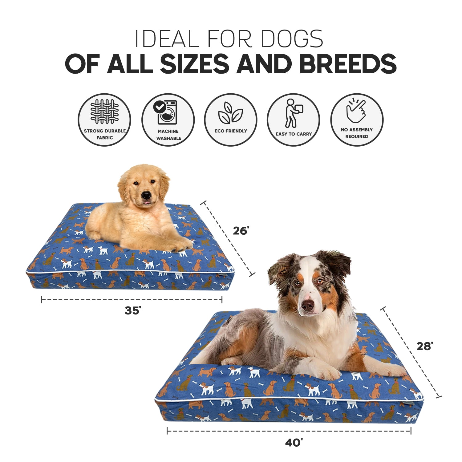 Paws and Décor Orthopedic Dog Bed, Enhanced Joint Support with Outlined Dog Design, Durable High-Density Foam Mattress for Comfort For Dogs.