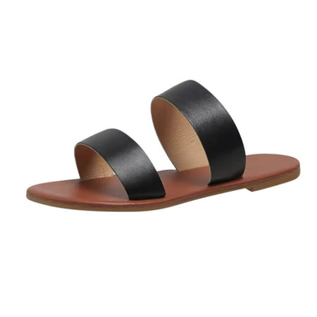 

Boho Slide Sandals for Women Girls Dressy Low Wedge Sandal Casual Open Toe Flat Sandals Summer Beach Slip on Sandals Platform Sandals