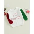 thumbnail image 4 of Baby Toddler Girls Boys Christmas Sweater, 0 3 6 9 12 18 24 Months 2T 3T Contrast Color Long Sleeve Crew Neck Letters Warm Knit Pullover Winter Tops, 4 of 9