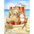 thumbnail image 1 of Summer Teddy Bear & Cat on Beach Flag Size, 1 of 1