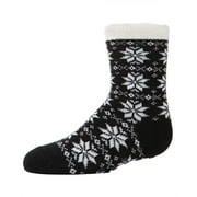 MeMoi Snowflake Plush-Lined Cozy Socks - Girls - Female, 9-11, Tango Red