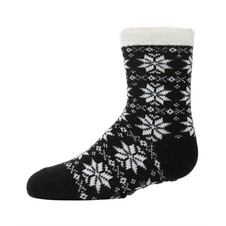 MeMoi Snowflake Plush-Lined Cozy Socks - Girls - Female, 9-11, Tango Red