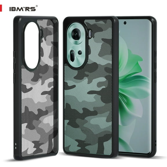 IBMRS For Oppo reno 11 5g Phone Case, Translucent Shockproof Slim Matte Back Cover (Camo Black)