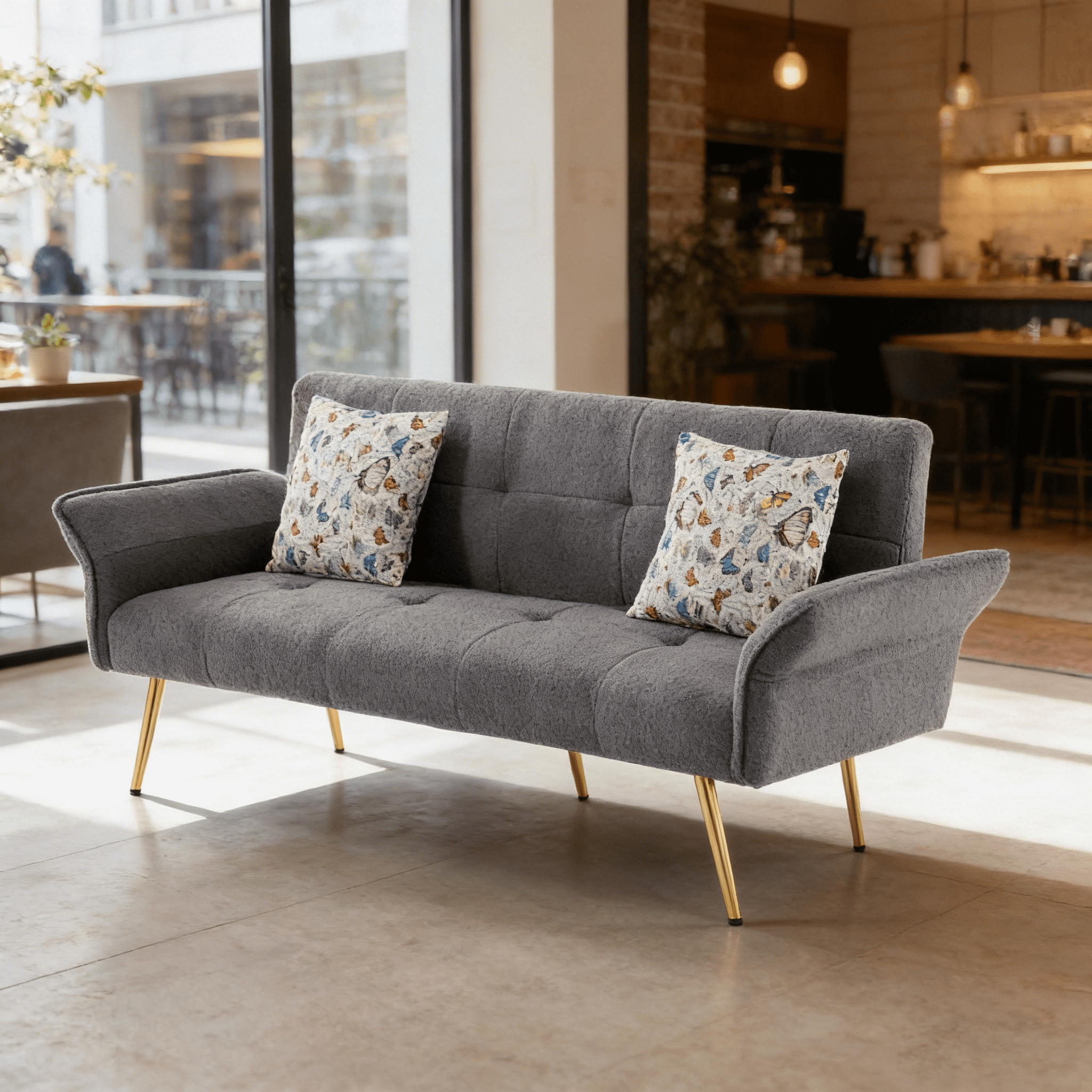 Gewnee 67.72"Modern Futon Sofa Bed,Folding Futon with Adjustable Backrest & Armrest,Sleeper Sofa for Small Space,Living Room,Office.