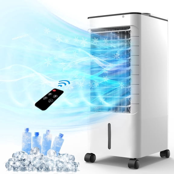 3-in-1 Portable Air Cooler with 1.16Gal Water Tank, 4 Ice Packs, Remote Control and 12H Timer Quiet Swamp Cooler for Bedroom and Office