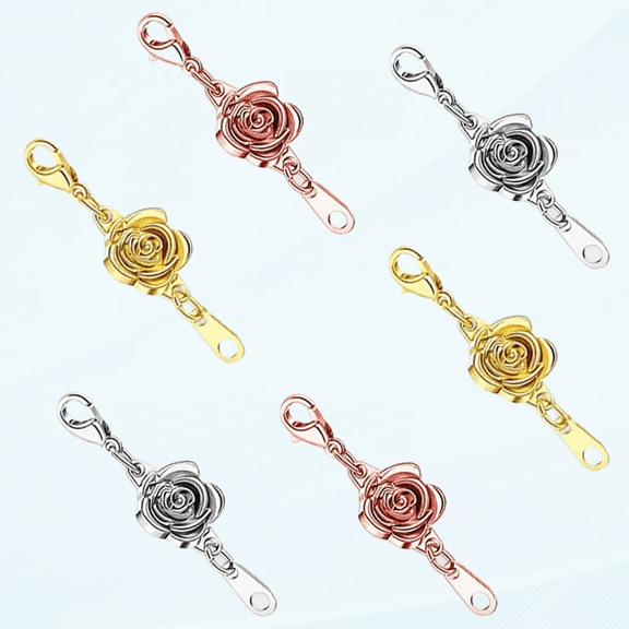 6 Pieces Rose Magnetic Clasp Locking Magnetic Clasp Converter Necklace Clasp Closures Bracelet Extender for Woman Jewelry Necklace Bracelet