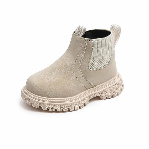 Toddler Girl Booties Kids Martin Boots Soft Soled Non Slip Short Leather Boots Single Boots Girls Ankle Boots Beige 12 M-18 M