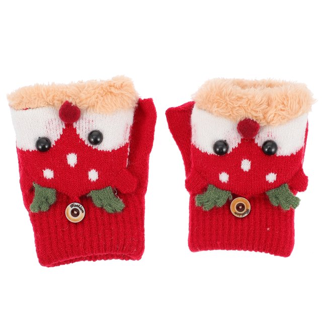 1 par preciosos guantes de navidad espesar guantes de peluche niños invierno invierno guantes