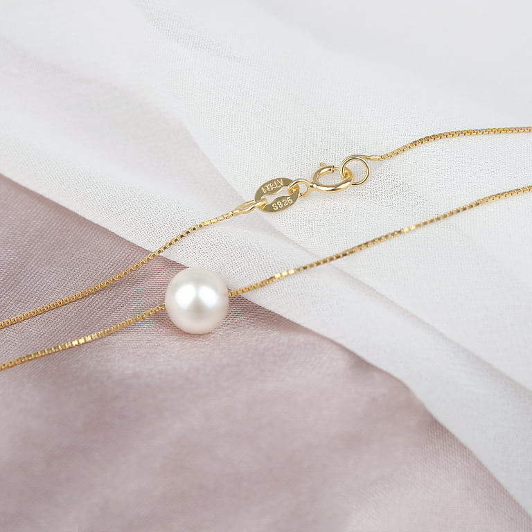 Pearl Chain Necklace, Bridesmaids Gift, Elegant Gold Rosary Chain With  Fresh Pearls ,valentines Day Gift, Gift for Wife From Husband, 