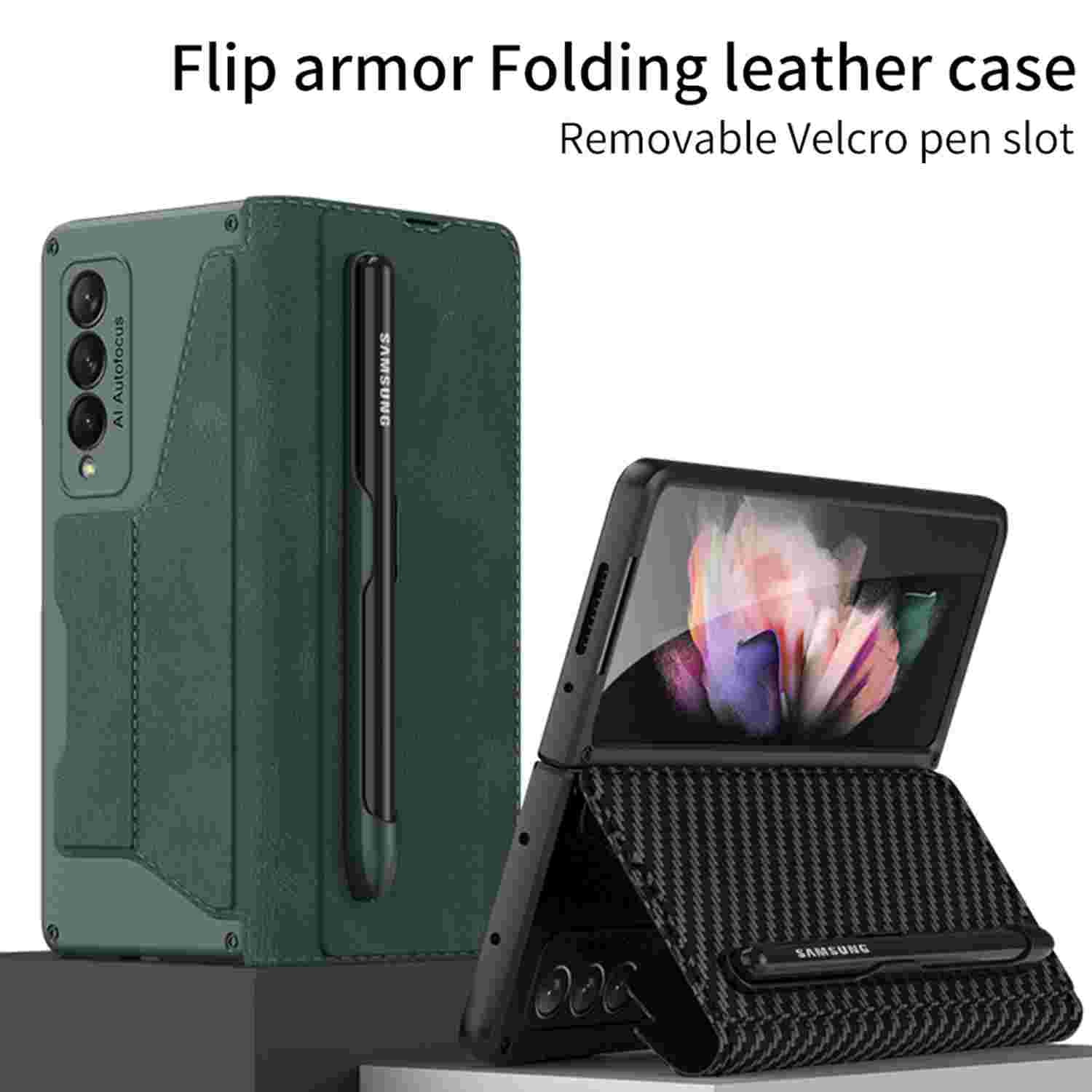 TECH CIRCLE For Samsung Galaxy Z Fold 6 5G Case, Slim Fit Luxury PU Leather Removable S Pen Holder Kickstand Protective Flip Wallet Case For Samsung Galaxy Z Fold 6 5G,Black