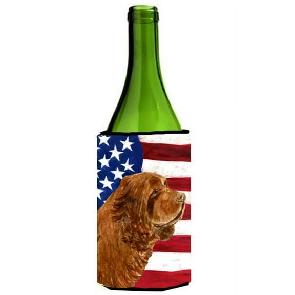 Usa American Flag With Sussex Spaniel Wine bottle sleeve Hugger - 24 oz.