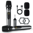 thumbnail image 1 of LEKATO K380S Ensemble de Microphone Dynamique Rechargeable Sans Fil 2.4G - Gris Noir, 1 of 6