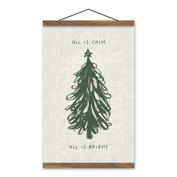 Creative Products All is Calm All is Bright 12 x 18 Teak Hanging Canvas