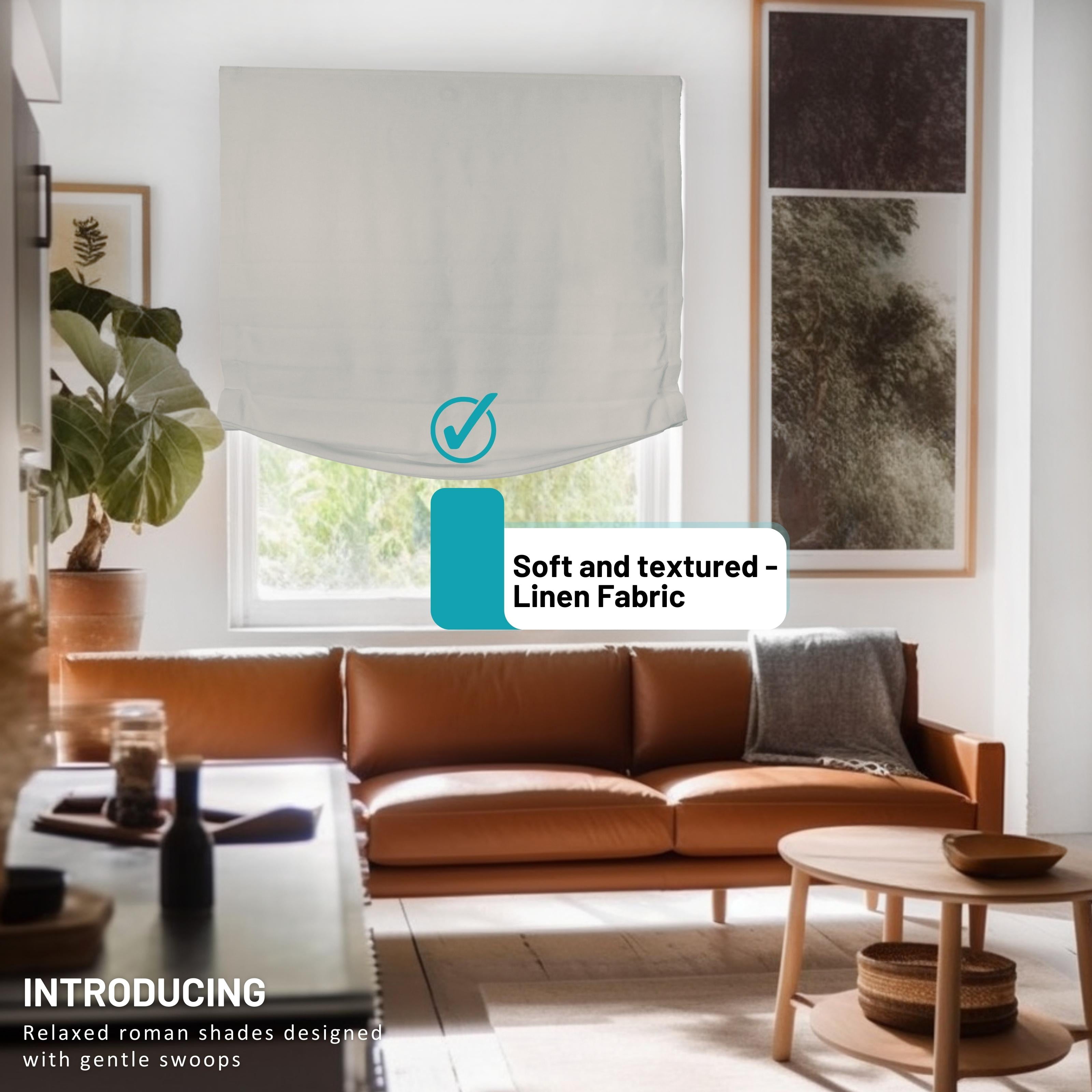 Chicology Cordless Roman Shades, Light Gray (Relaxed), 35"W X 64"H