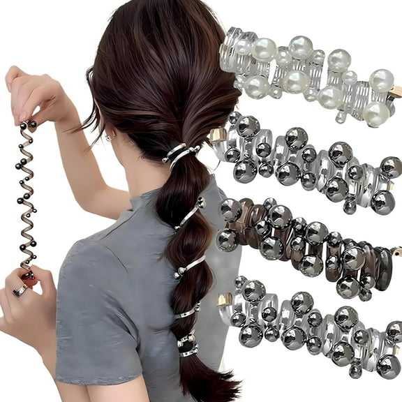 4pcs No Damage Soft Elastic Spiral Hair Ties,Coil Phone Cord Style Hair Bands, Gentle Ponytail Hold, Stretchable & Snag-Free,for Women & Girls