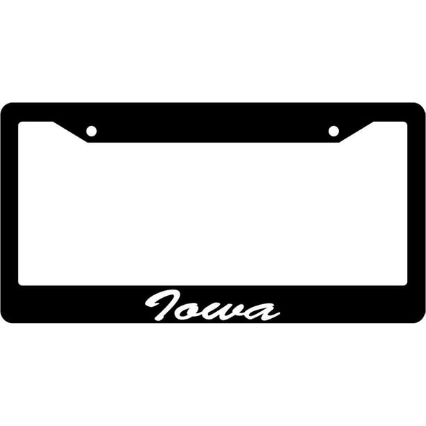 Iowa Script Black Plastic License Plate Frame EBS
