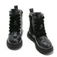 thumbnail image 7 of Boys Girls Waterproof Lace Up Side Zipper Mid Calf Combat Boots Black 1.5 Little Kid, 7 of 7