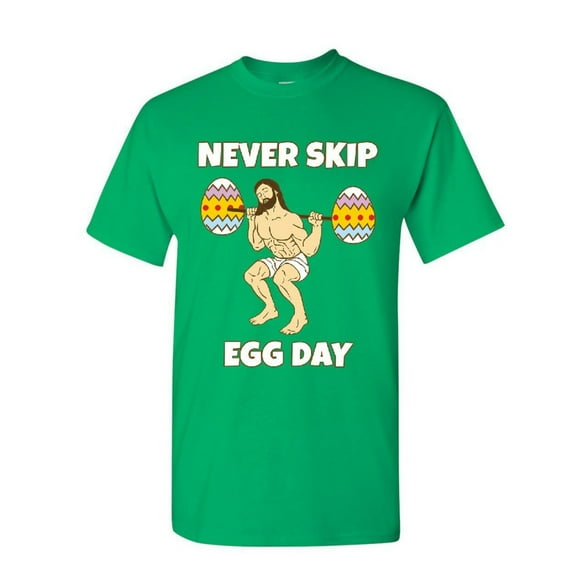 Tee Hunt Never Skip Egg Day T-Shirt Funny Easter Jesus Workout Crossfit Mens Shirt