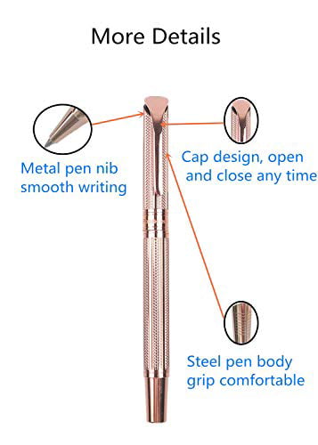 Rose Gold Penneed Rollerball Pen Gift Set for Women with Nice Box for Executive Office Birthday Gel Black Ink Pens Refillable 0.7mm G5