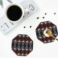 thumbnail image 3 of Bingfone Vintage Skull santa hat Leather Drinks Coasters with Set of 6,Suitable for Home Kitchen,Coffee Cup Coasters Home Gift, 3 of 7