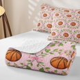 thumbnail image 4 of Erosebridal Teens Orange Basketball Bed Spread Queen,Kawaii Ribbon Bowknot Queen Coverlet Set Boys Girls, 4 of 7