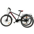 thumbnail image 6 of FICISOG Mountain Tricycle for Adults, 3 Wheeled 7-Speed Mountain Tricycle 24 inch 26 inch 27.5 inch Men's Women's Tricycles Cruiser Bike Featuring Disc Brakes, Cargo Basket,White&Red&Black, 6 of 11