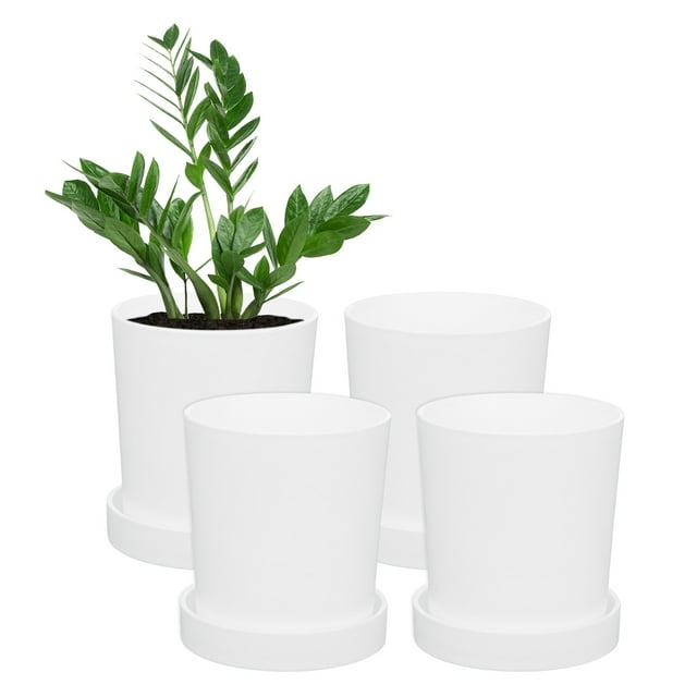 Uxcell 4-Pack Macetas, Macetas de Plástico de 4.5 Pulgadas con Agujeros de Drenaje para Plantas de Interior, Cactus, Suculentas, Plantas Pequeñas para el Hogar