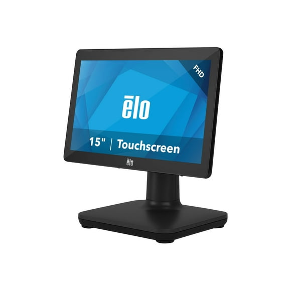 EloPOS System - avec Support Hub I/O - Tout-en-un - 1 x Core i5 8500T / jusqu'à 3.5 GHz - vPro - RAM 16 Go - SSD 256 Go - UHD Graphics 630 - Ethernet Gigabit - 802.11a/b/g/n/ac, Bluetooth 5.0 - Win 10 Pro 64-bit - Moniteur : LED 15.6 Pouces 1920 x 1080 (Full HD) Écran Tactile - Noir