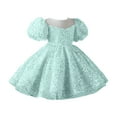 thumbnail image 4 of Fsqjgq Baby Girl Clothes Easter Toddler Boho Toddler Girl Spring Outfits Green Toddler Kids Girls Cute Sequin Glitter Party Carnival Gown Princess Formal Dress 80, 4 of 5