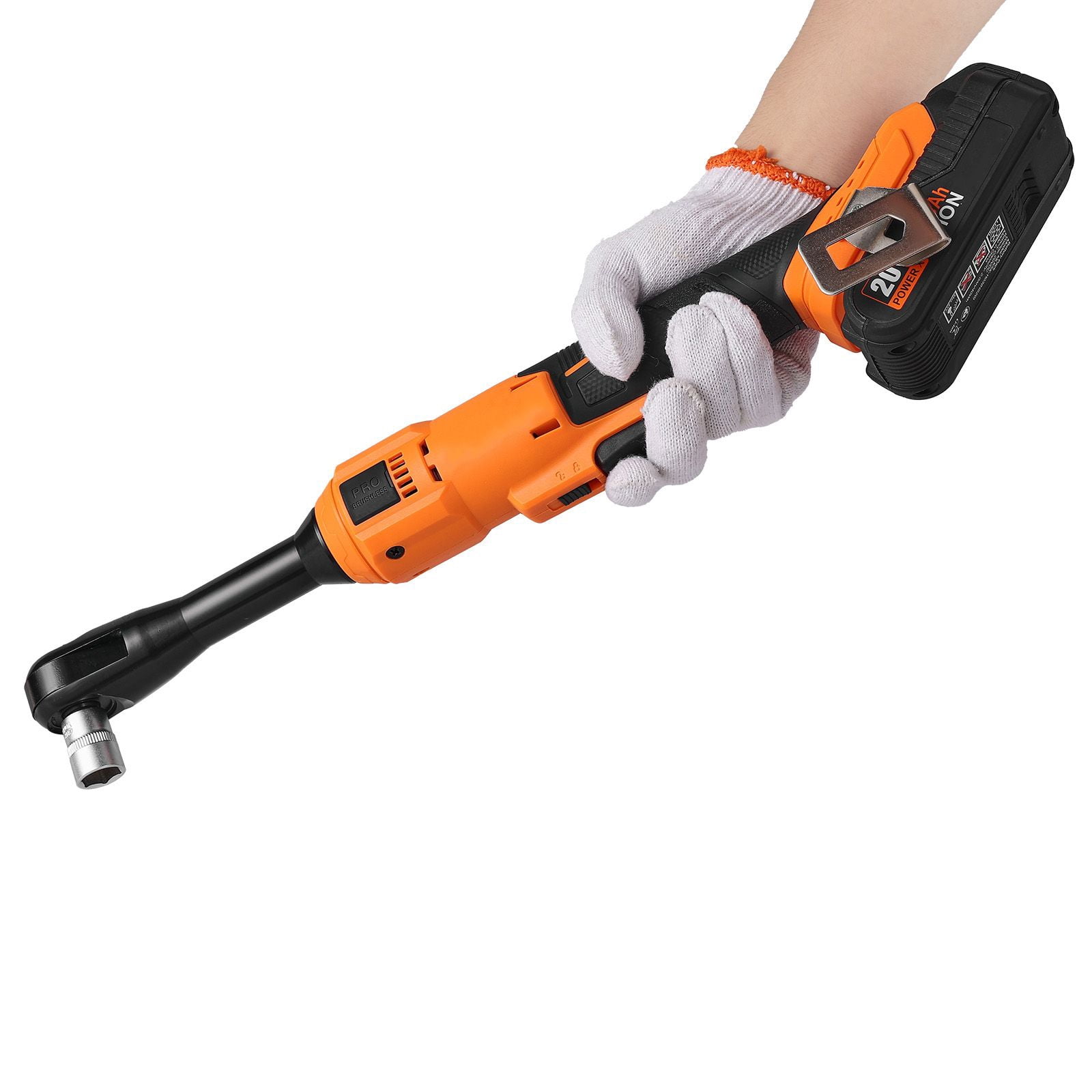 Cordless Ratchet Wrench 3/8" with 66 ft-lbs Torque, 230 RPM, Dual 2000mAh Batteries, LED Light, for Automotive Mechanical Work