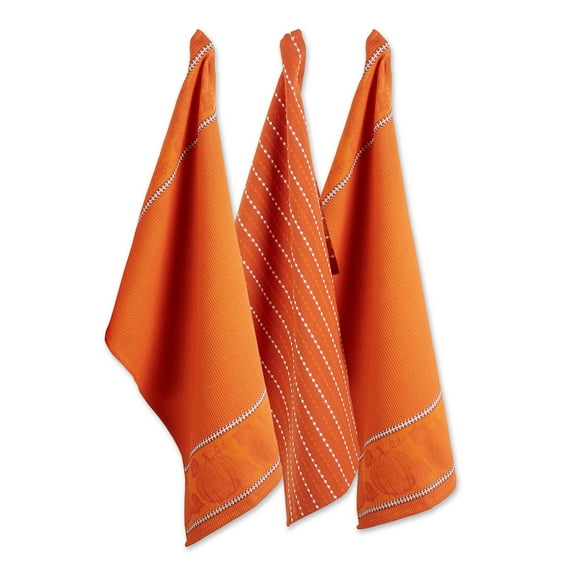 Burnt Orange Harvest Embellished Dishtowel Set/3
