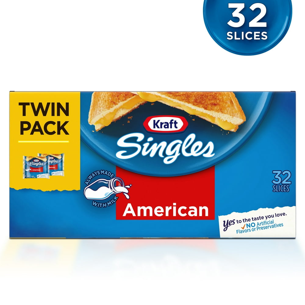 Kraft Singles American Cheese Slices Twin Pack, 32 ct Pack Walmart