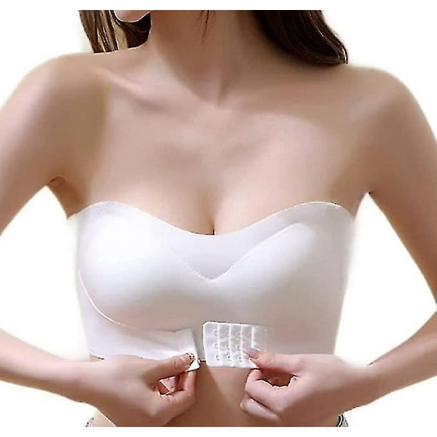 Women Lingerie Strapless Front Buckle Lift Bra, Wire-free Anti-slip  Invisible Push Up Bandeau Bra